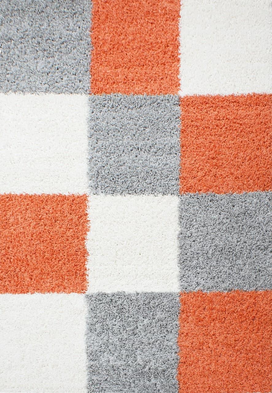 HOCHFLORTEPPICH RHEIN, kariert, Terrakotta, 120 x 170 cm - Orange, Textil (170/120cm) - KADIMA DESIGN