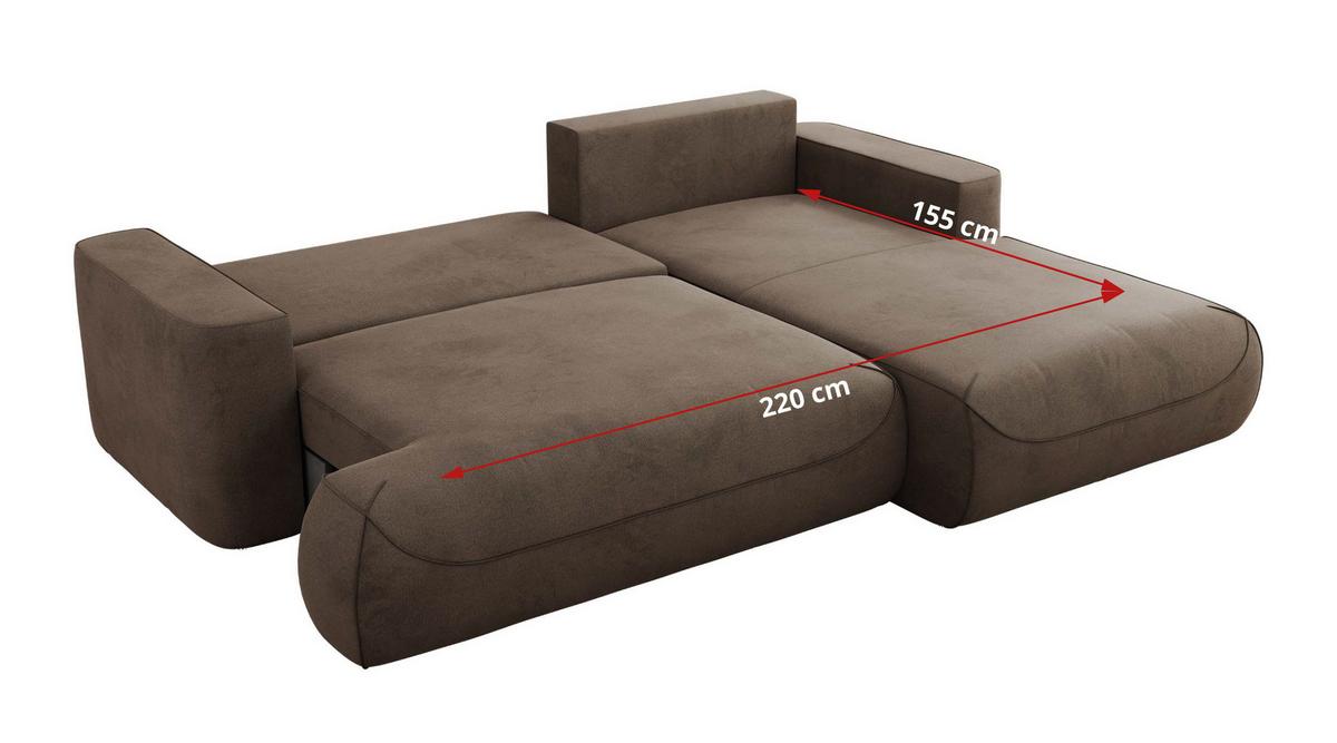 ECKSOFA OVO L Braun Velvet - Rechts Seite - Schwarz/Braun, Kunststoff/Textil (195/271cm) - MKS