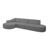ECKSOFA Ottomane Links MARI-L2 - 328x171x79 cm Grau Velours - Schwarz/Grau, Holzwerkstoff/Kunststoff (328/171cm) - ALTDECOR