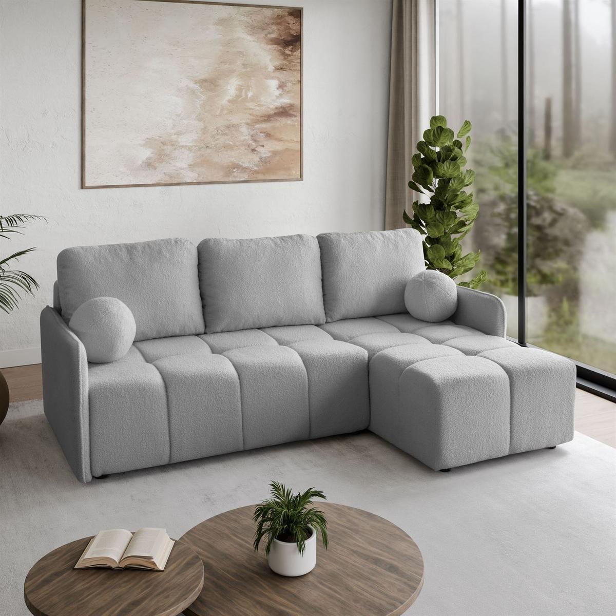 AUSZIEHBARES Ecksofa GAMMA mit Schlaffunktion Quelle 83 - Grau, Textil (217/145cm) - Lookway