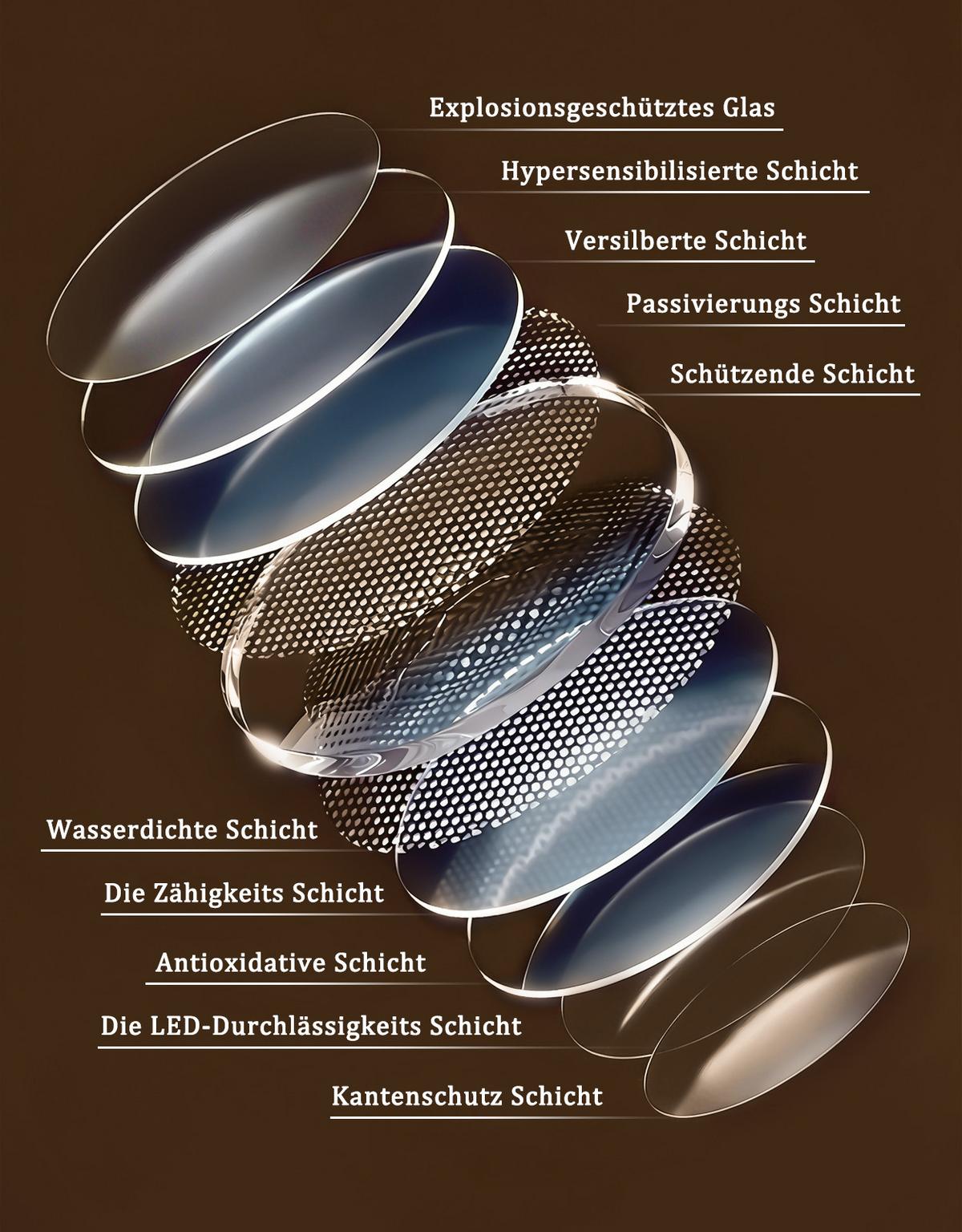 BADSPIEGEL mit Beleuchtung Lirwen 2.9/50/80 cm - Weiß, Glas (50/80/2.9cm) - ZMH