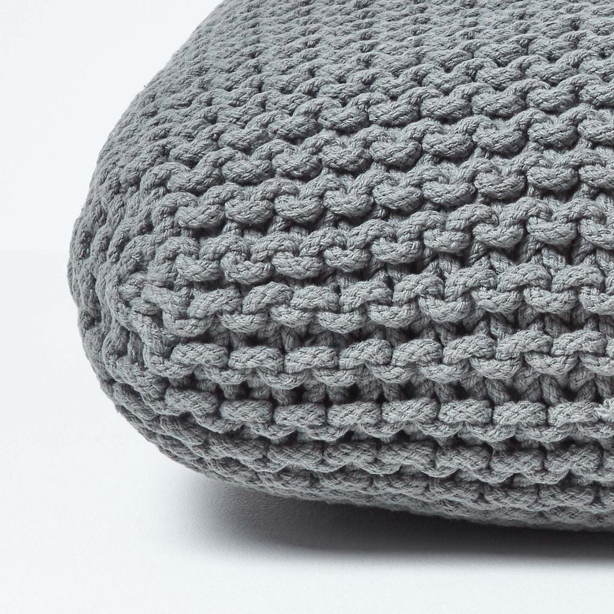 STRICK-POUF grau, Bodenkissen 70/70/20 cm - Grau, Textil (70/20/70cm) - Homescapes