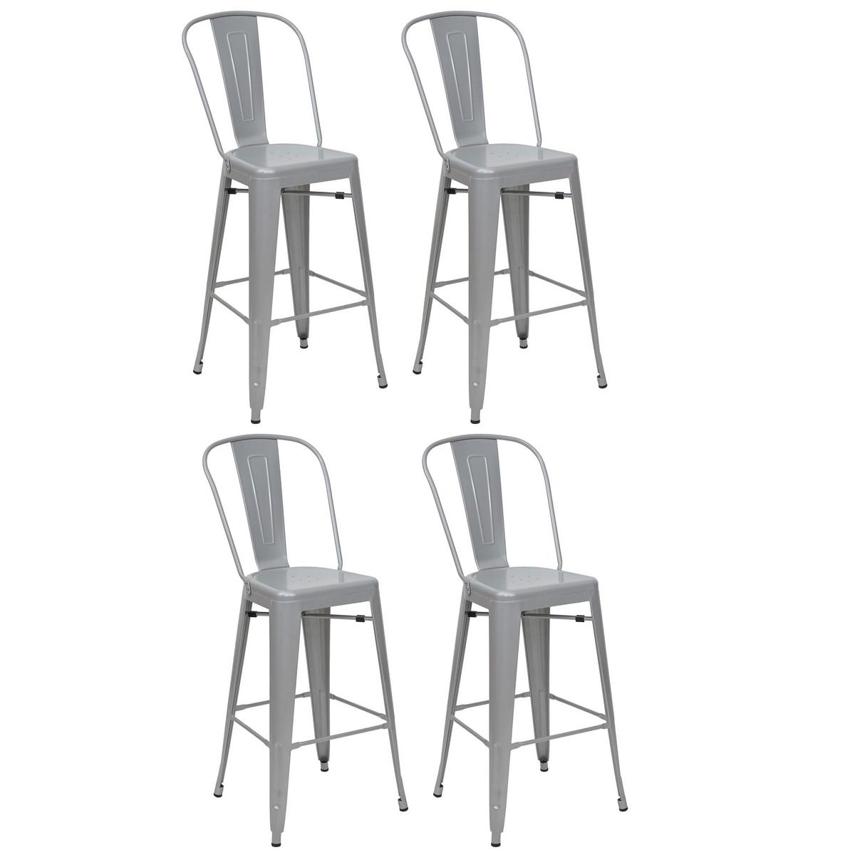 BARHOCKER METALL Grau 4er-Set - Grau, Metall (50/117/45cm) - MCW