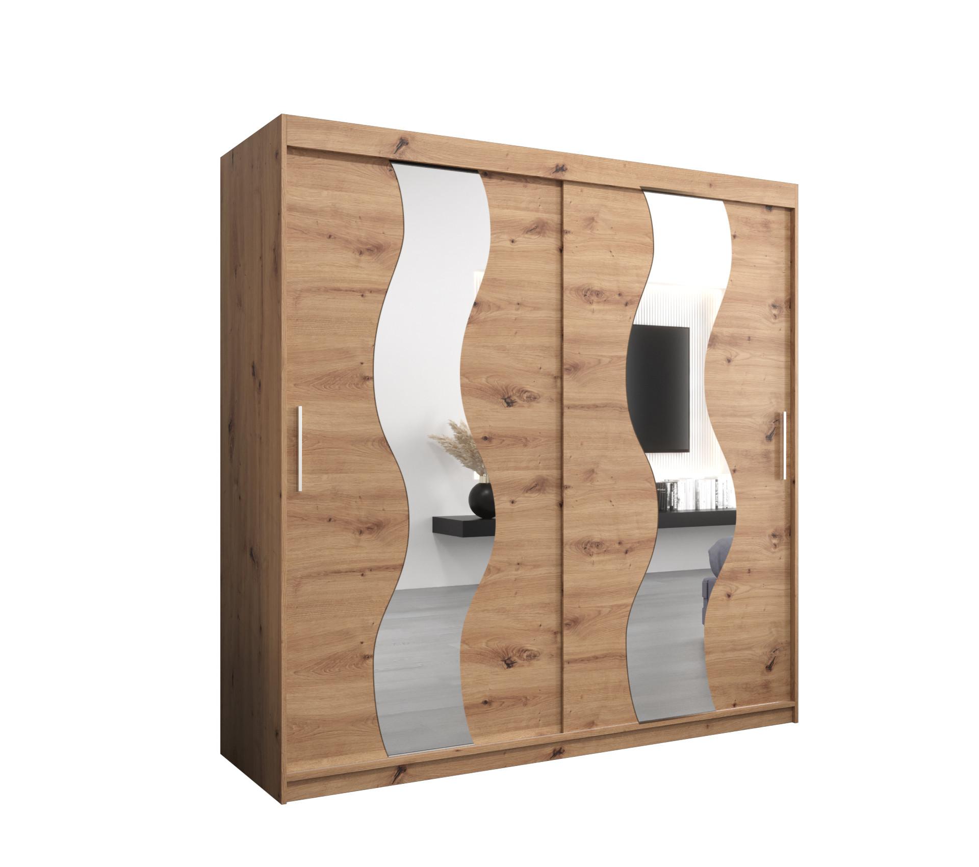 SCHWEBETÜRENSCHRANK 200/200/62 2-türig - Silberfarben/Eiche Artisan, Holz/Kunststoff (200/200/62cm) - MÖBEL KRYSPOL