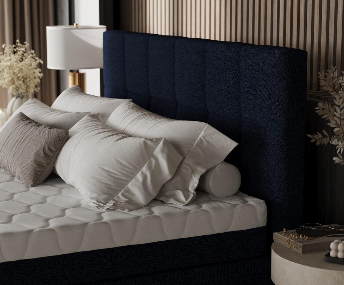 BOXBETT Elano 160/200 cm Marineblau im Riva Stoff - Schwarz/Dunkelblau, Holz/Holzwerkstoff (160/200cm) - AltaBeds