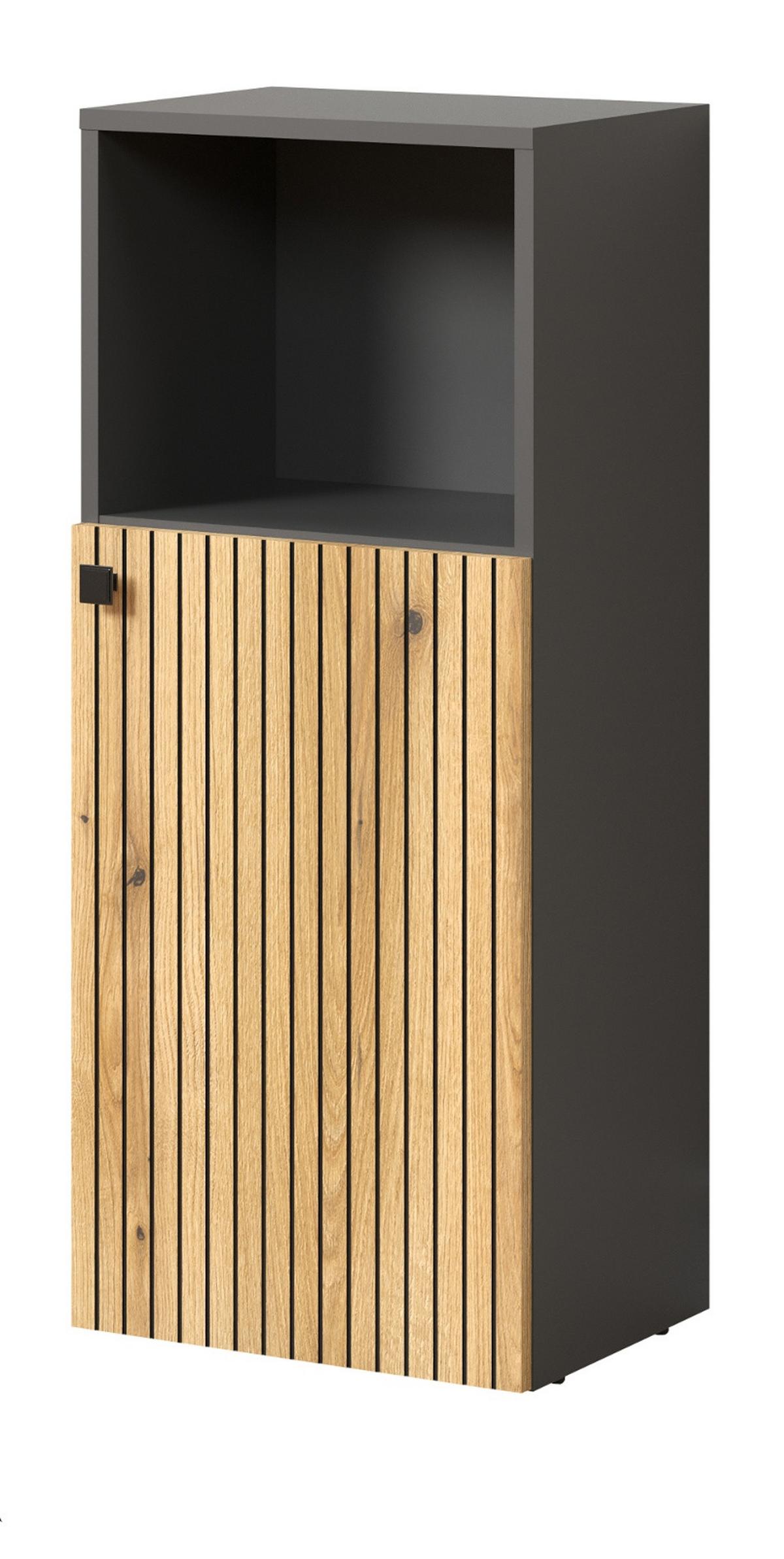 BADKOMMODE Evoke Eiche, grau 40 x 95 cm, Badschrank in modernem Design - Eichefarben/Anthrazit, Holzwerkstoff/Metall (31/95/40cm) - Top.Furn