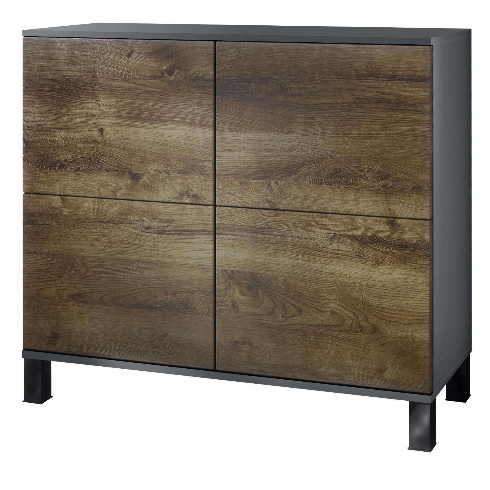 KOMMODE Rova Eiche Ribbeck - Alteiche, Holzwerkstoff (92.5/84.5/35cm) - Vladon