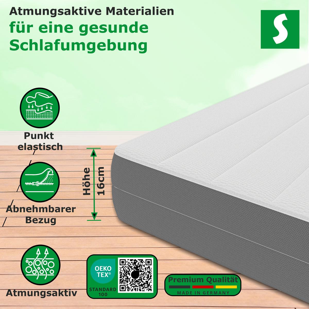 KALTSCHAUMMATRATZE 7 Zonen Bett Matratze Höhe 17 cm 120 x 190 cm - Weiß, Textil (120/190cm) - Schlaftroll