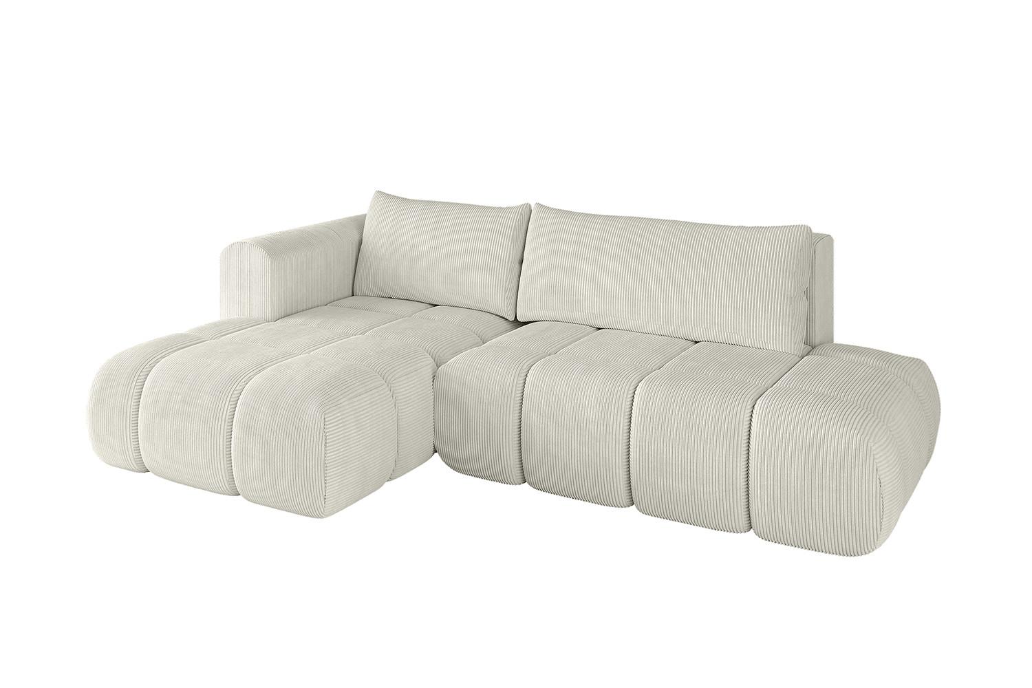 ECKSOFA Ottomane Links CLOUD-L 280x185x90 Creme Cord - Hellgrau/Creme, Holzwerkstoff/Kunststoff (180/289cm) - ALTDECOR