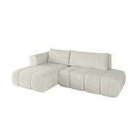 ECKSOFA Ottomane Links CLOUD-L 280x185x90 Creme Cord - Hellgrau/Creme, Holzwerkstoff/Kunststoff (180/289cm) - ALTDECOR