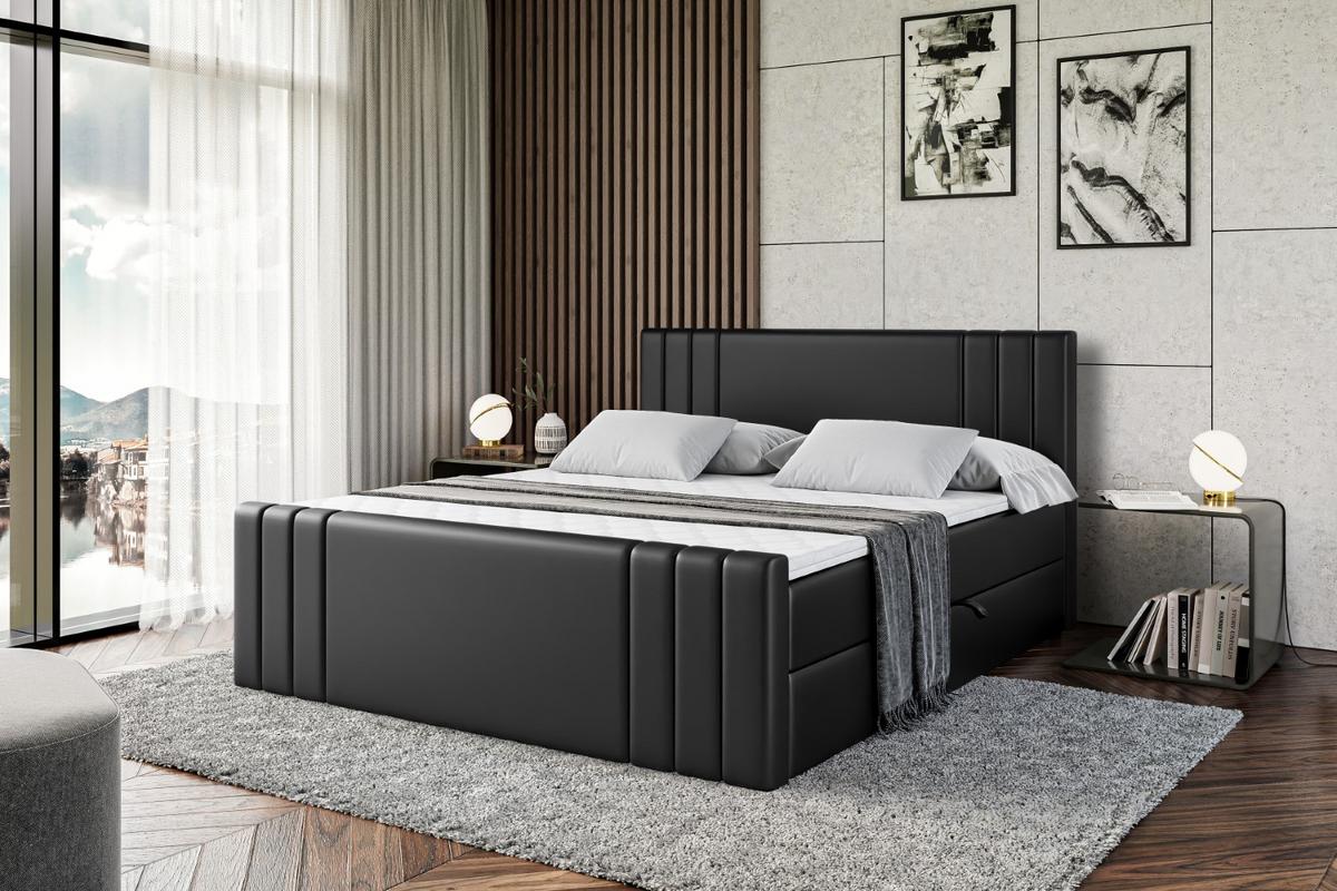 BOXBETT CELESTIA-Z - 140x200 cm - H3 - Schwarz Hochglanz - Schwarz Hochglanz, Holzwerkstoff (140/200cm) - ALTDECOR