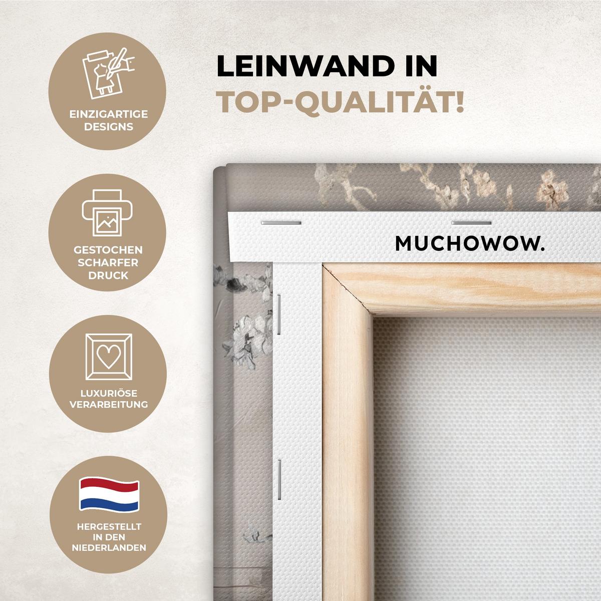 LEINWANDBILD 2er Set Mandelblüte - Abstrakt - Beige 160x120 cm - Beige, Textil (160/120cm) - MuchoWow
