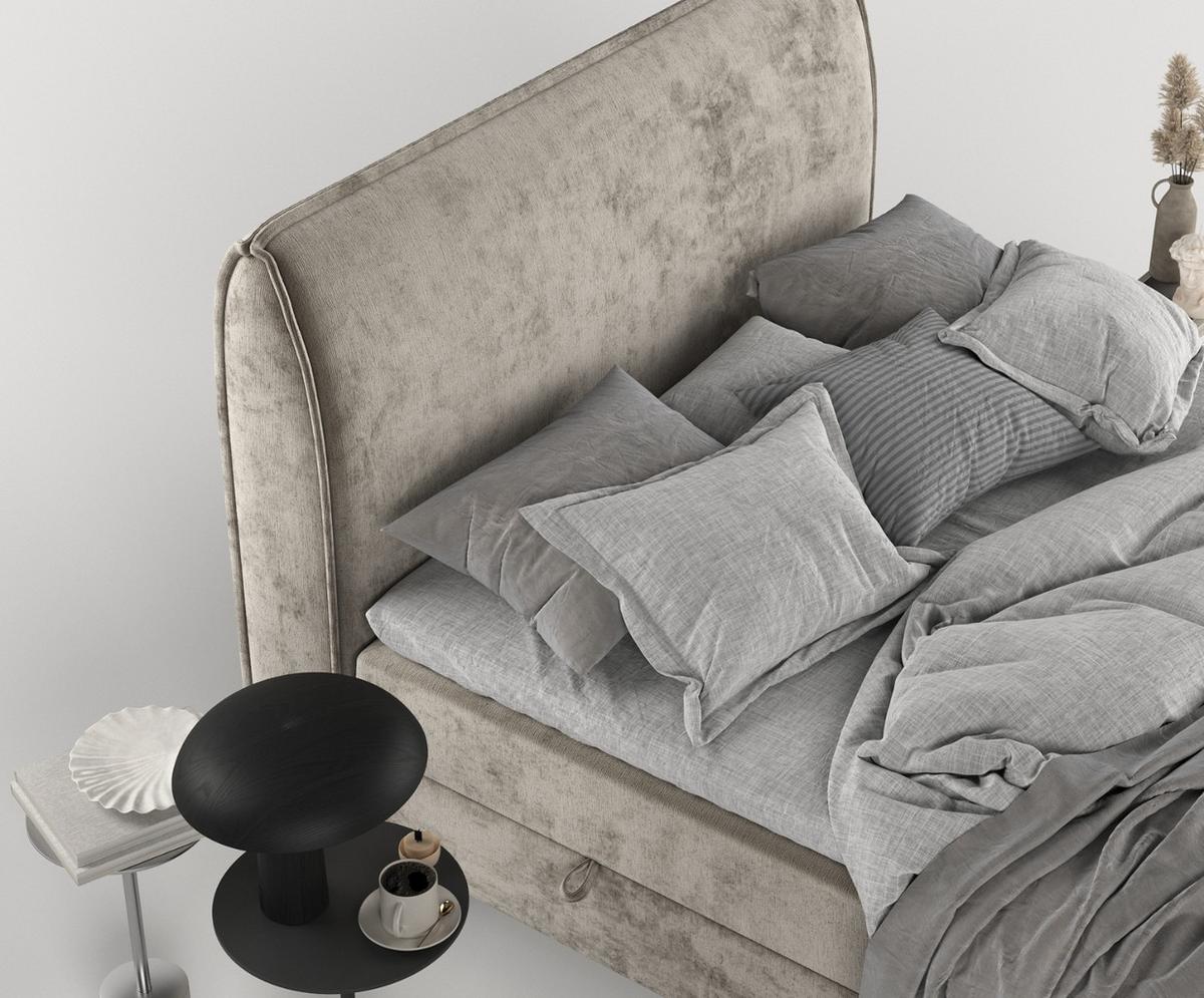 BOXBETT Lunaro 120/200 cm Beige im Lotta Stoff - Beige/Schwarz, Holz/Holzwerkstoff (120/200cm) - AltaBeds