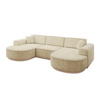WOHNLANDSCHAFT MARI-U1-v1 - 303x171x83 cm Beige Velours - Beige, Holzwerkstoff/Textil (303/83/171cm) - ALTDECOR