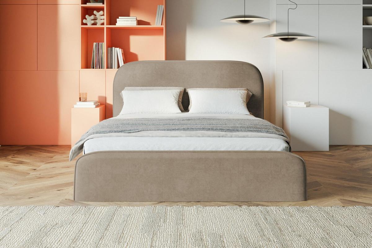 BETT 120x200 - Polsterbett mit Bettkasten und Holzrahmen - Modern Betten - Weicher Jasminstoff - Kollektion Vienna - Beige - Beige, Holz/Textil (120/200cm) - Alpi-Möbel