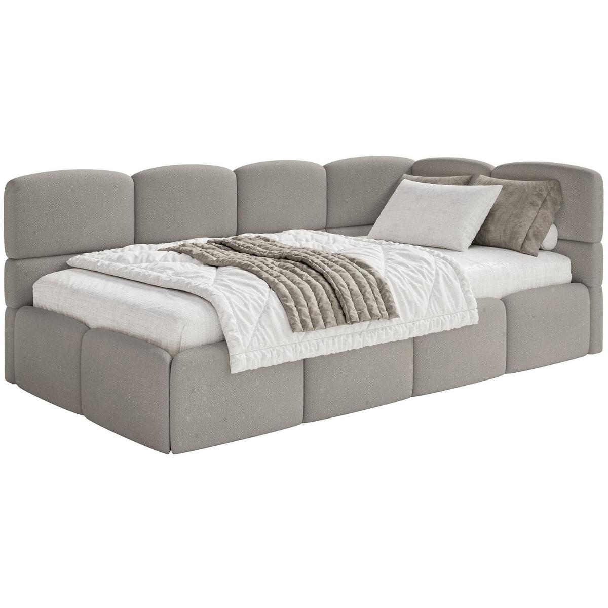 JUGENDBETT Cloudy Hellbraun 120 cm, Chenille - Hellbraun/Schwarz, Kunststoff/Textil (120/200cm) - Selsey