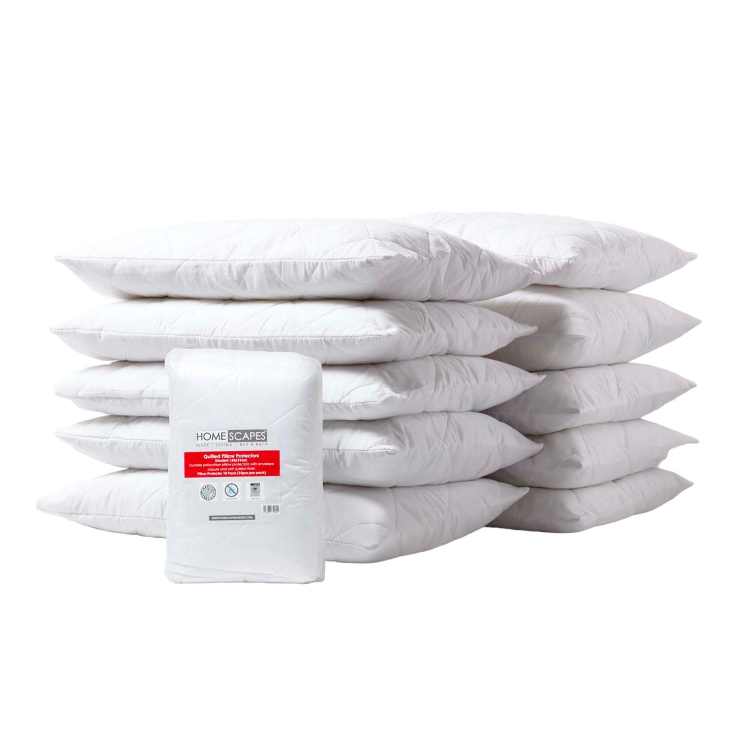 KISSENSCHONER gesteppt 48/74 cm, 10er-Set, Hotelverschluss - Weiß, Textil (48/74cm) - Homescapes