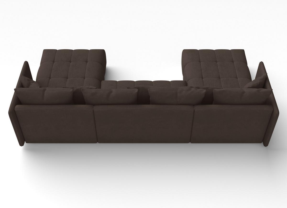 WOHNLANDSCHAFT Veliro U Braun 353/180/83 cm mit Schlaffunktion und Bettkasten - Schwarz/Braun, Kunststoff/Textil (353/83/180cm) - AX Living