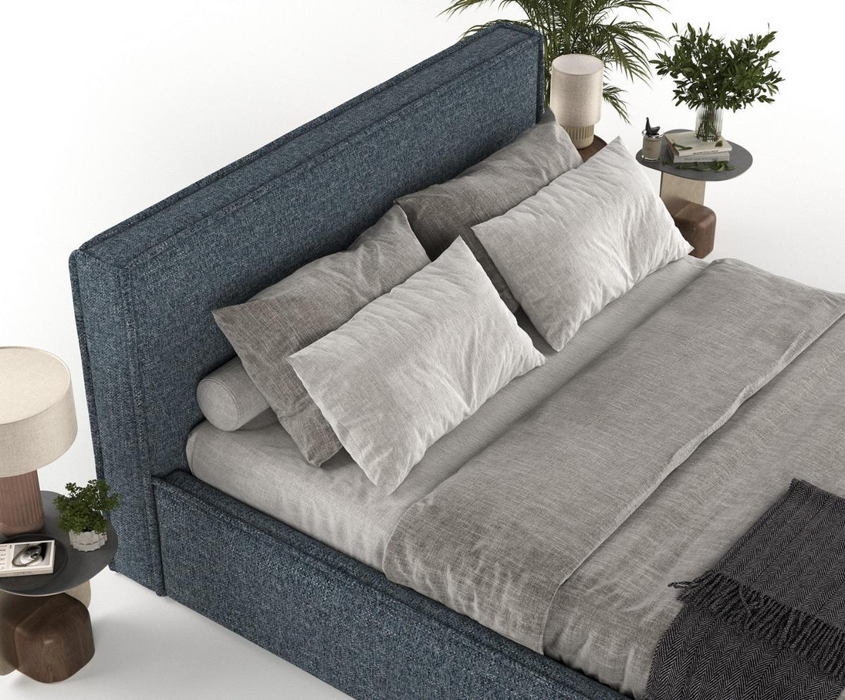 POLSTERBETT Sato mit Stauraum 200/200 cm Marineblau im Modesto Stoff - Schwarz/Naturfarben, Holz/Holzwerkstoff (200/200cm) - AltaBeds