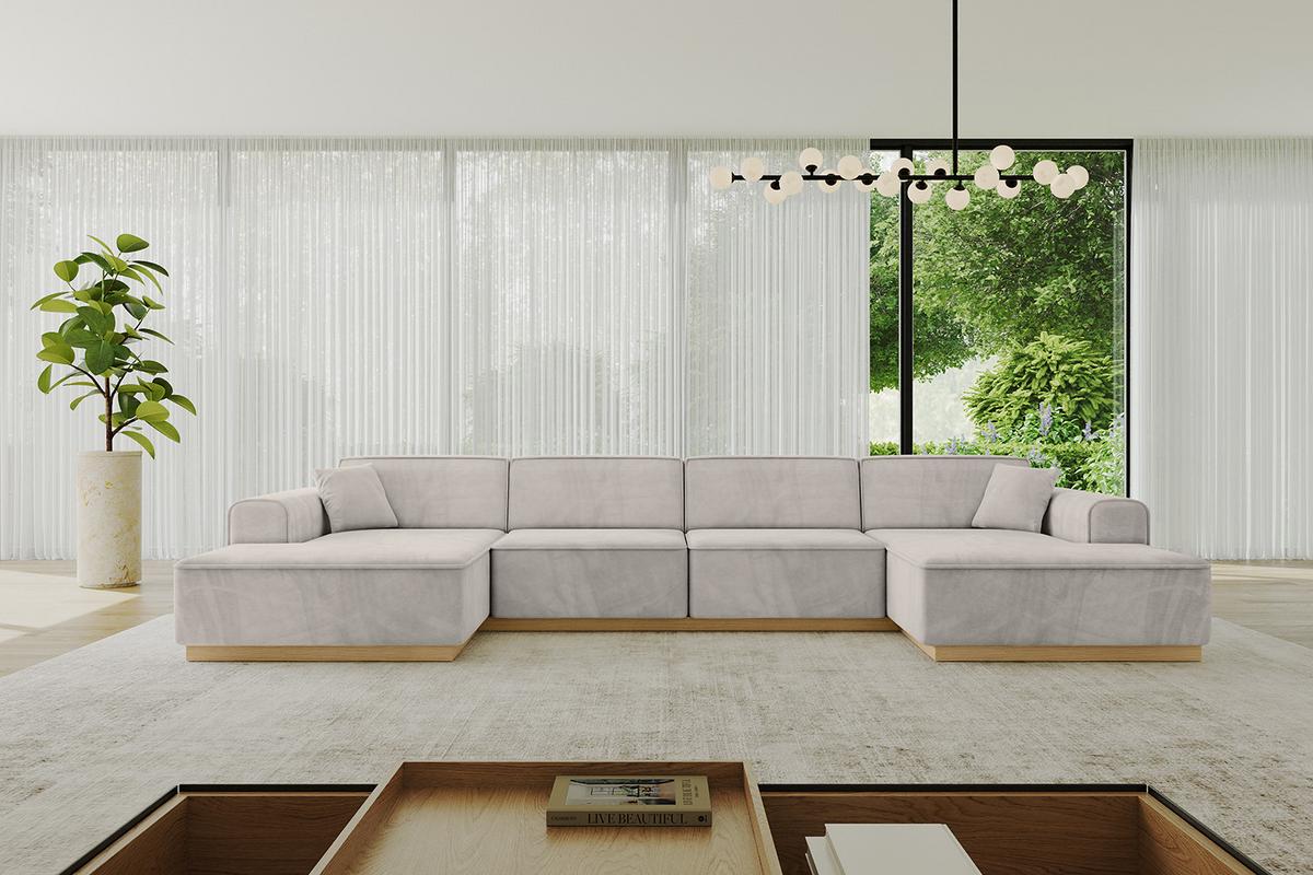 WOHNLANDSCHAFT IREA-U2-v2 - 388x171x83 cm Hellbraun - Hellbraun, Holzwerkstoff/Textil (388/83/171cm) - ALTDECOR