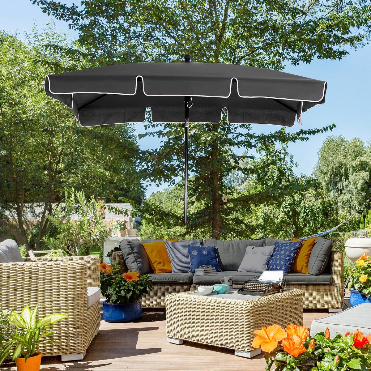 SONNENSCHIRM, Aluminium, Metall, Grau - Grau, Metall (130/198cm) - Outsunny