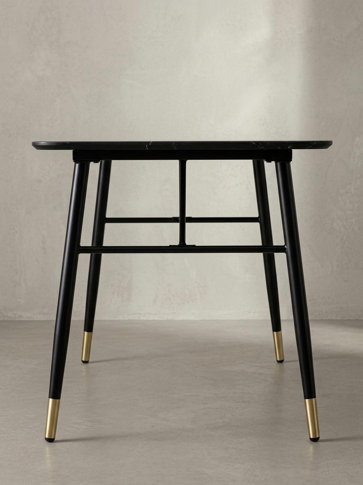 ESSTISCH Marmoroptik Metall Rechteckig Modern Klein, Schwarz 200x90x76 cm - Goldfarben/Schwarz, Holzwerkstoff/Metall (90/200/76cm) - KADIMA DESIGN