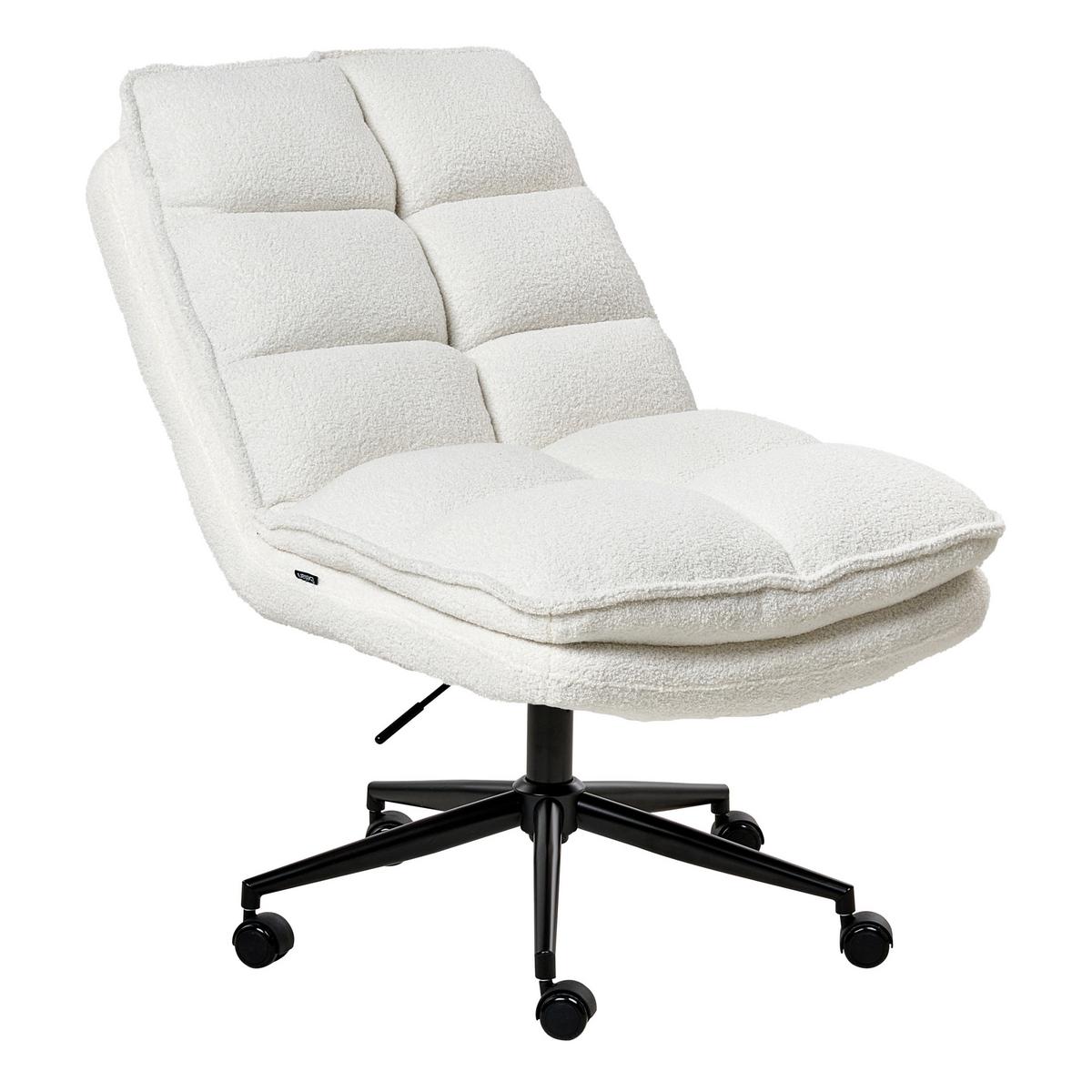 BÜROSTUHL Bouclé Weiß Addison - Weiß, Textil (56/98/64cm) - Beliani