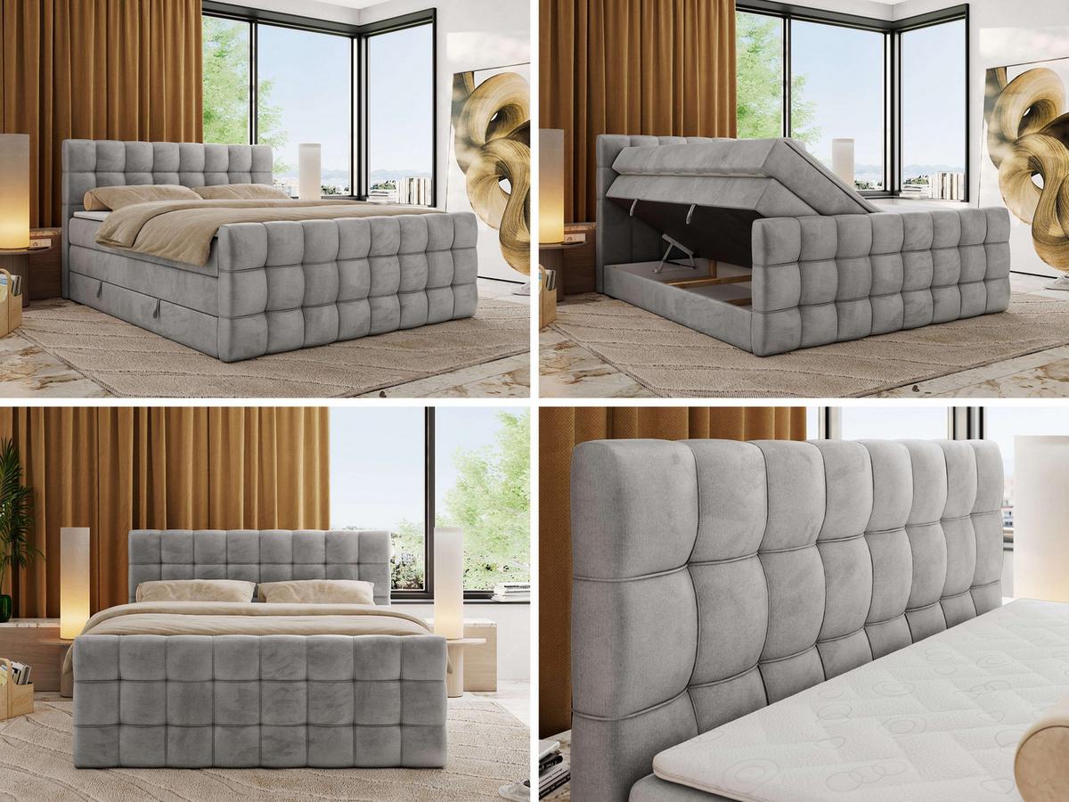 BOXSPRINGBETT ALTIVO KING DUO 120/200 - Hellgrau Velvet - H3 - Hellgrau, Textil (120/200cm) - MKS