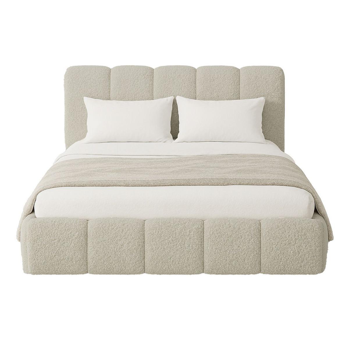 POLSTERBETT Catania 180/200 cm Beige Bouclé - Beige, Textil (180/200cm) - Juskys