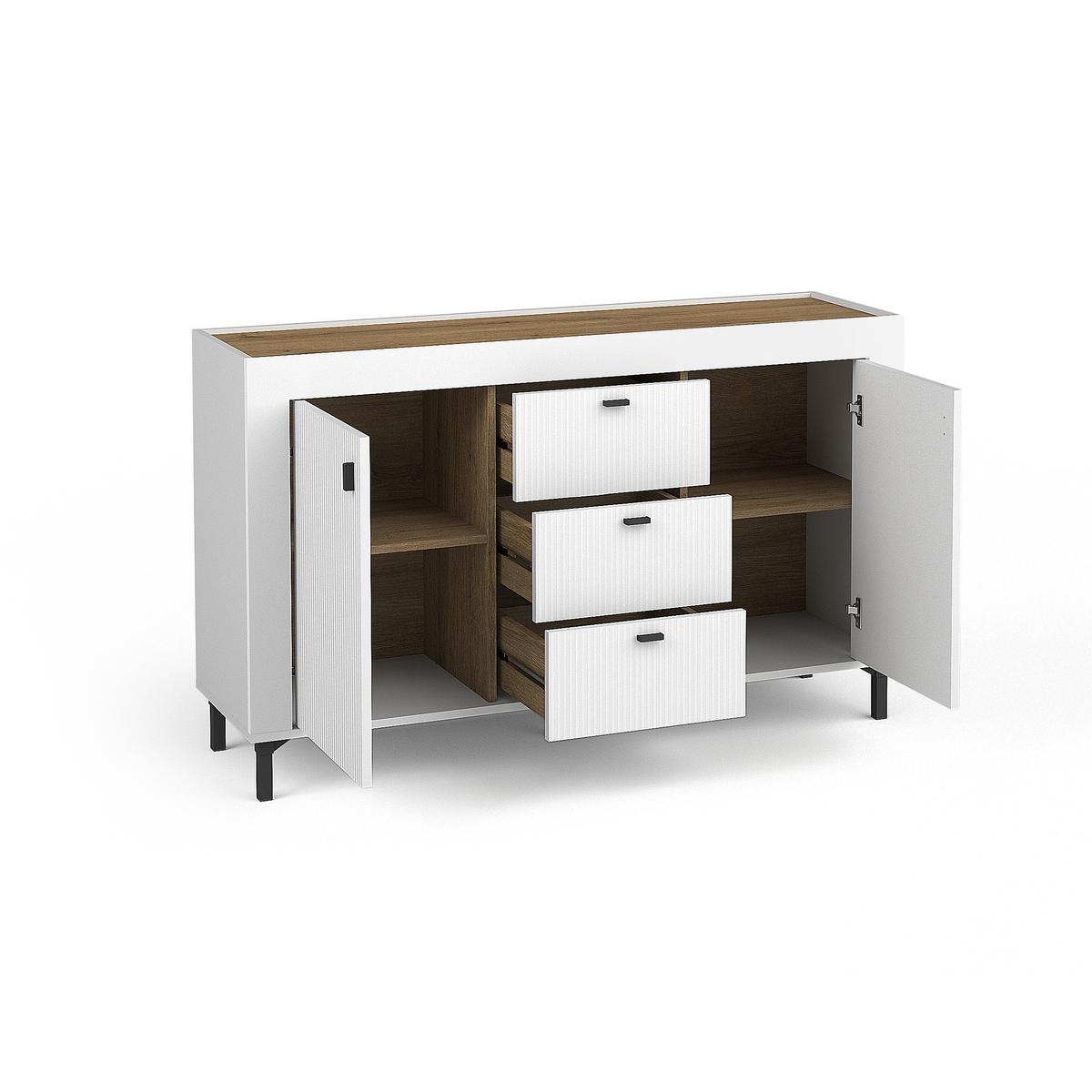 KOMMODE Monta mit 2 Türen und 3 Schubladen, Weiß - Weiß, Holzwerkstoff (137/84/40cm) - Beautysofa