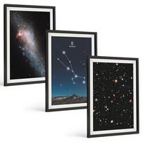 BILDER SET 3er Set - 40x60 cm Schwarzer Rahmen - Kosmische Landschaften des Sterns Stier - Schwarz, Kunststoff (40/60cm) - TULUP