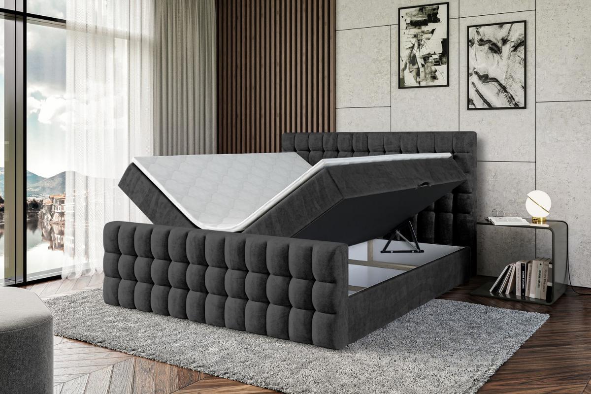 BOXBETT VIONE-Z - 180 x 200 - H3 - Schwarz - Schwarz, Holzwerkstoff (180/200cm) - ALTDECOR