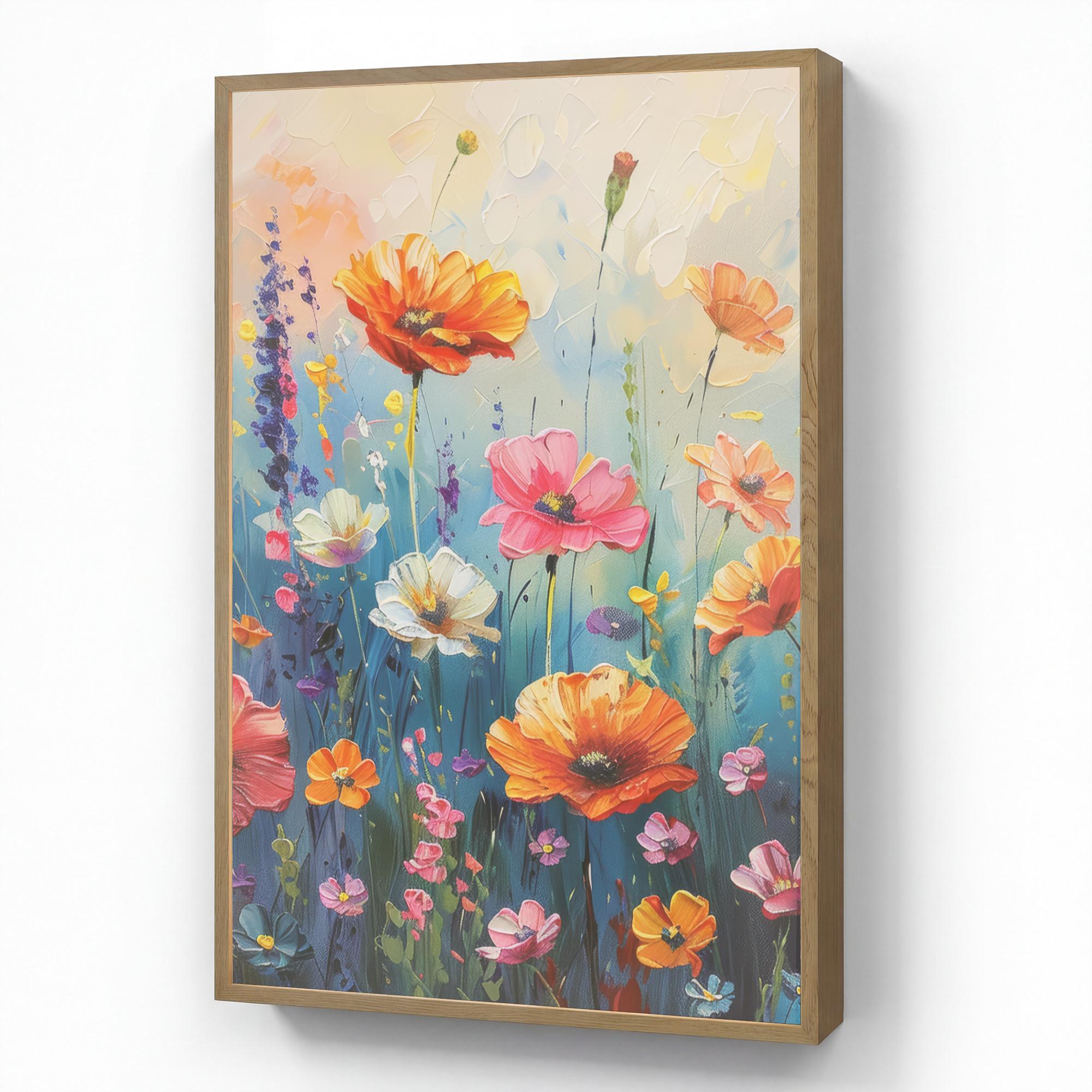 WANDLEUCHTE MIT AKKU Blumen - Natur - Aquarell - Kunst 60x90 cm - Multicolor, Holzwerkstoff (60/90/8cm) - OnlyWow
