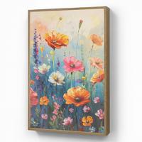 WANDLEUCHTE MIT AKKU Blumen - Natur - Aquarell - Kunst 60x90 cm - Multicolor, Holzwerkstoff (60/90/8cm) - OnlyWow
