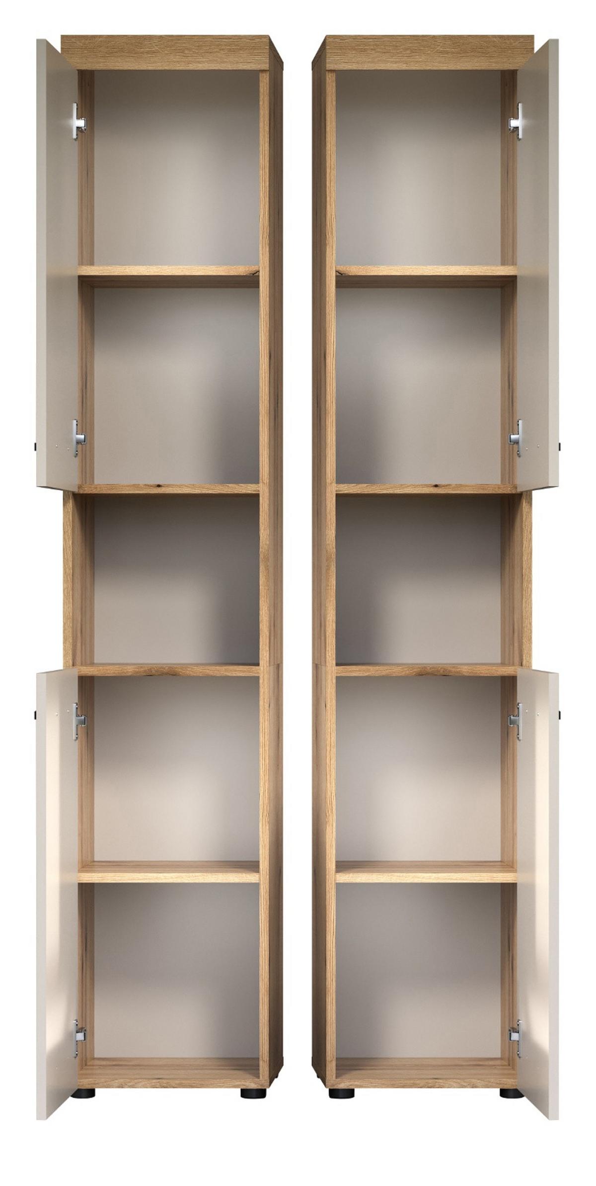 HOCHSCHRANK Kaschmir, Evoke Eiche 36 x 184 cm, Badschrank mit viel Stauraum - Kaschmir/Eichefarben, Holzwerkstoff/Kunststoff (30/185/30cm) - Top.Furn