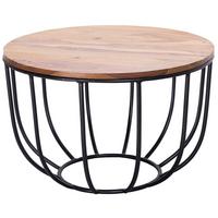 COUCHTISCH Sheesham Massivholz Industrial Design 60x39x60 cm - Schwarz/Braun, Holz/Metall (60/60/39cm) - KADIMA DESIGN