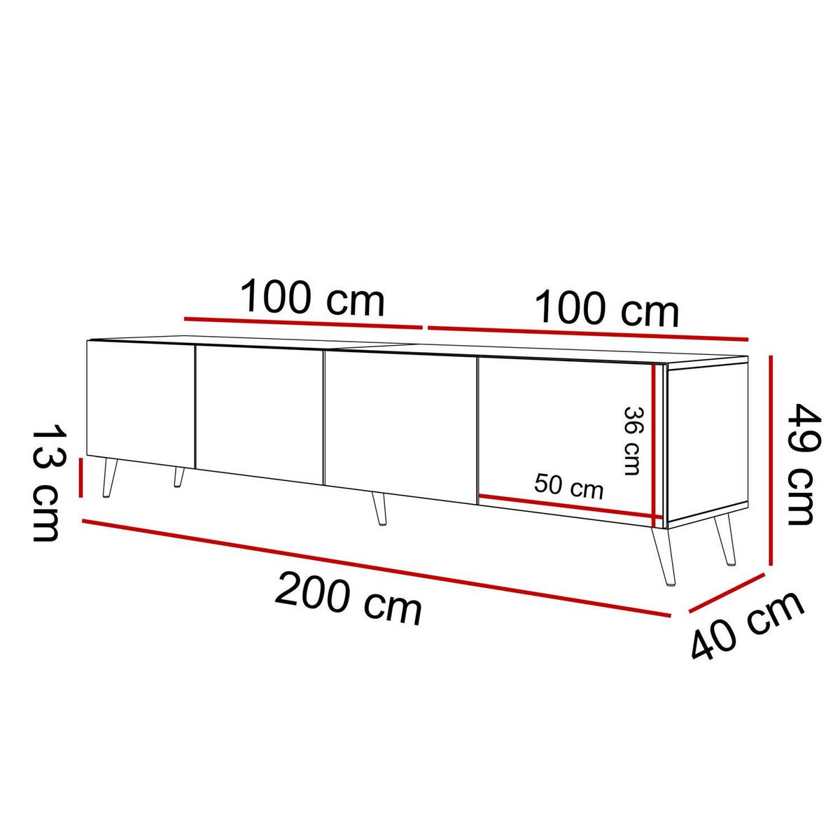 TV-LOWBOARD COLGANTE 200 cm Kaschmir auf Gold Beinen - Kaschmir/Goldfarben, Holzwerkstoff/Metall (200/49/40cm) - Lookway