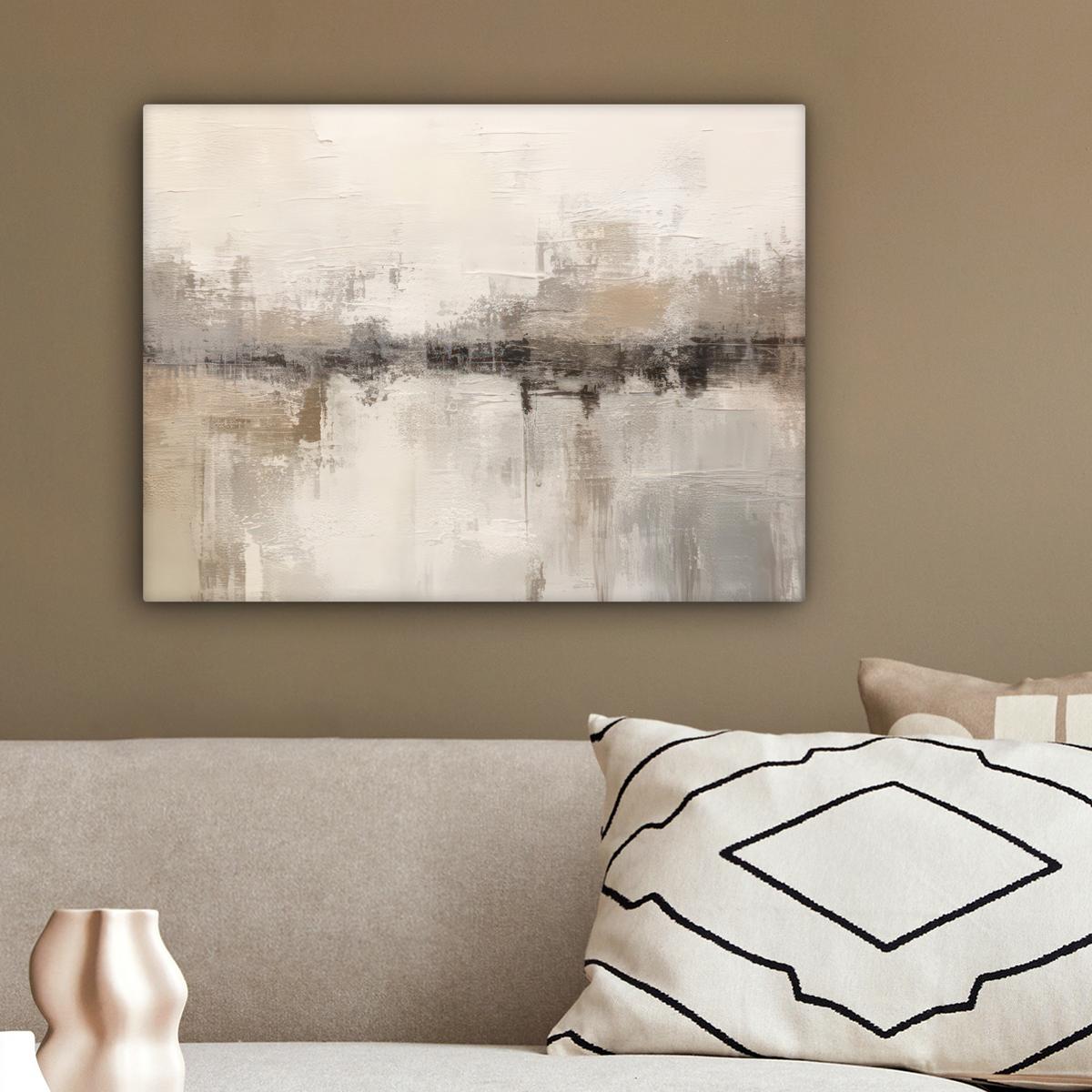 LEINWANDBILD Moderne Kunst - Abstrakt - Beige Wandbild 40x30 cm - Beige, Textil (40/30cm) - MuchoWow