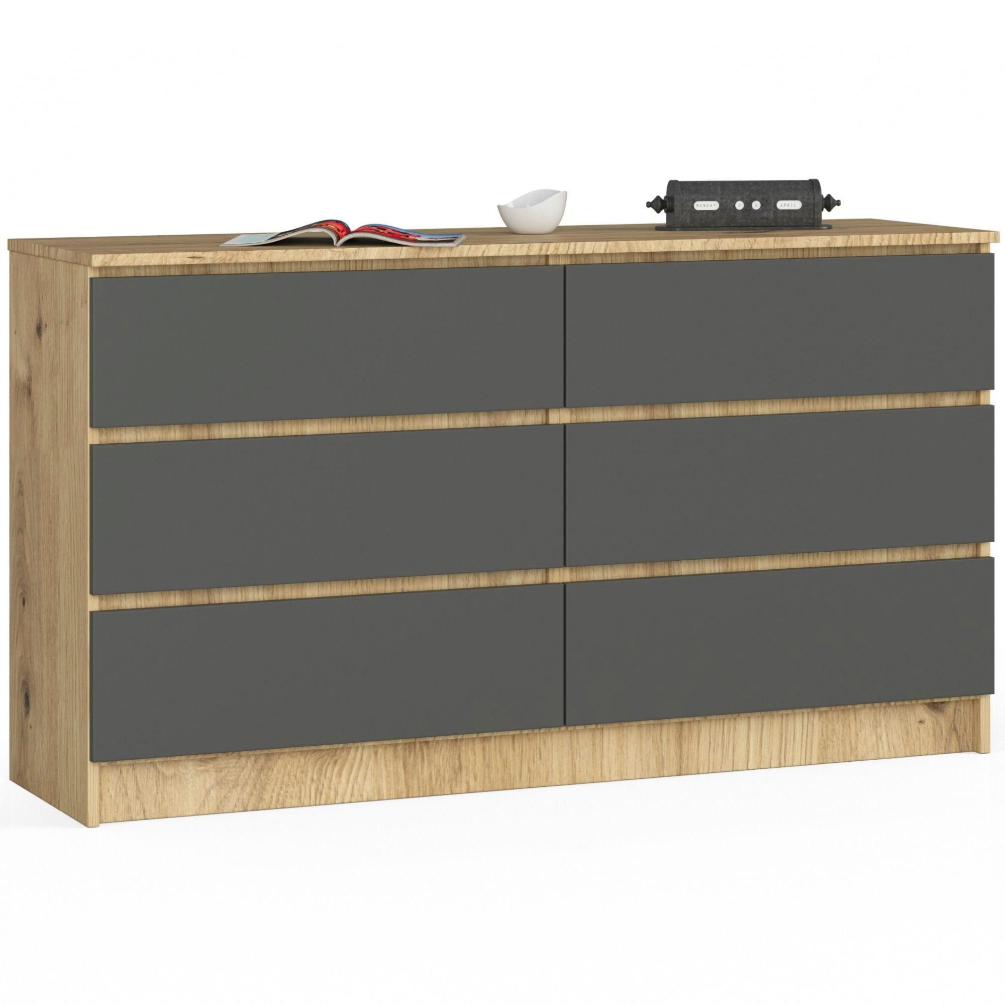 KOMMODE Eiche Artisan, Graphit Grau 77/138/40 - Eiche Artisan, Holzwerkstoff (138/77/40cm) - RAUMHIRSCH FURNITURE