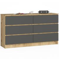 KOMMODE Eiche Artisan, Graphit Grau 77/138/40 - Eiche Artisan, Holzwerkstoff (138/77/40cm) - RAUMHIRSCH FURNITURE