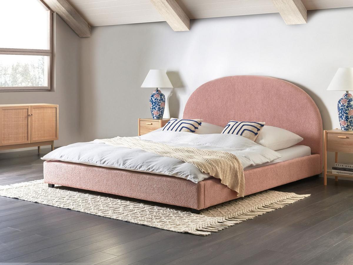 WASSERBETT Bouclé 180/200 cm Pastellrosa Vaucluse - Pink, Textil (180/200cm) - Beliani