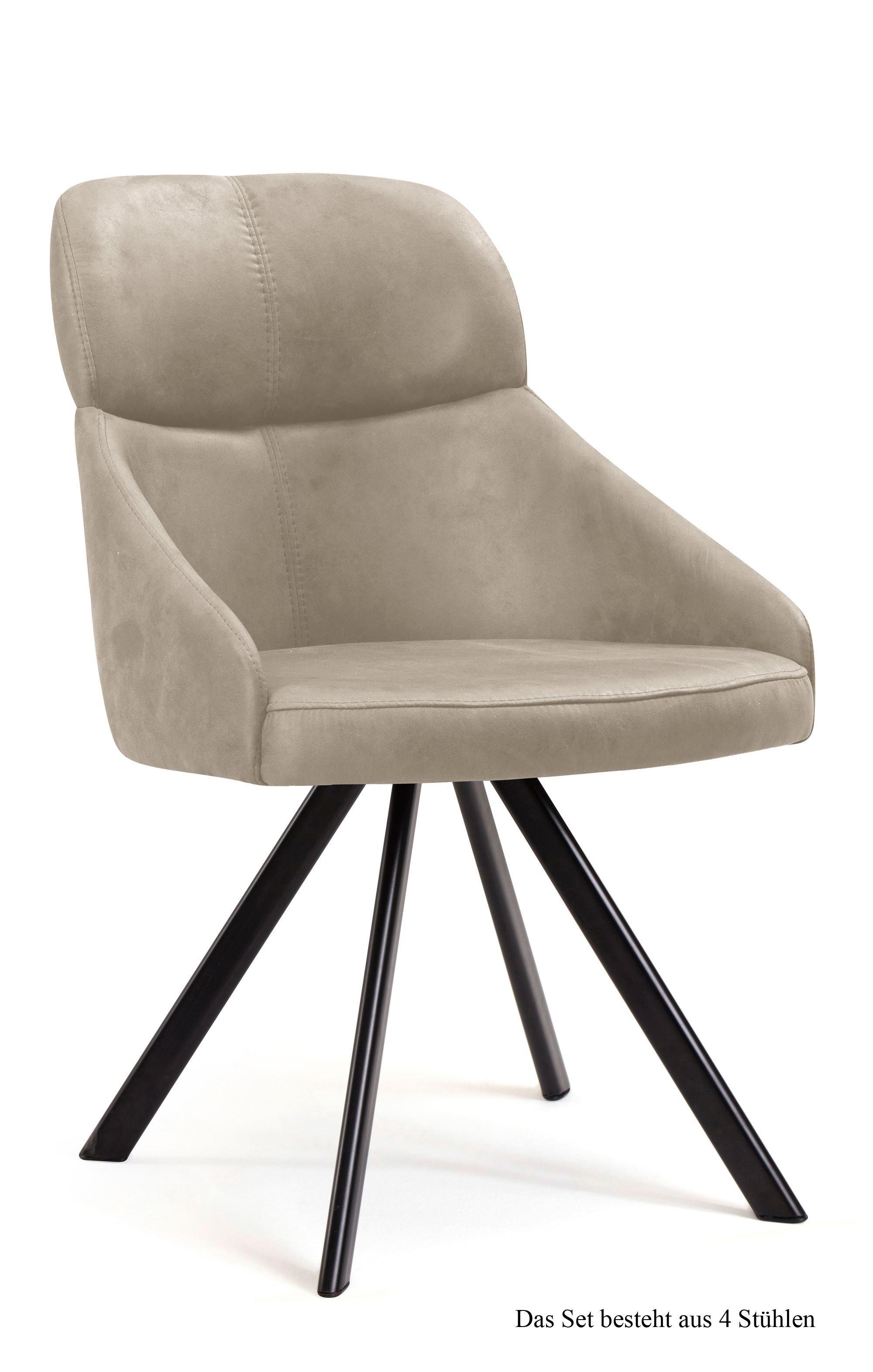 ESSZIMMERSTUHL drehbar (4er-Set) Diann 52x82x63 Schwarz/Natur - Schwarz/Naturfarben, Kunststoff (63/82/52cm) - 58aufmkessel