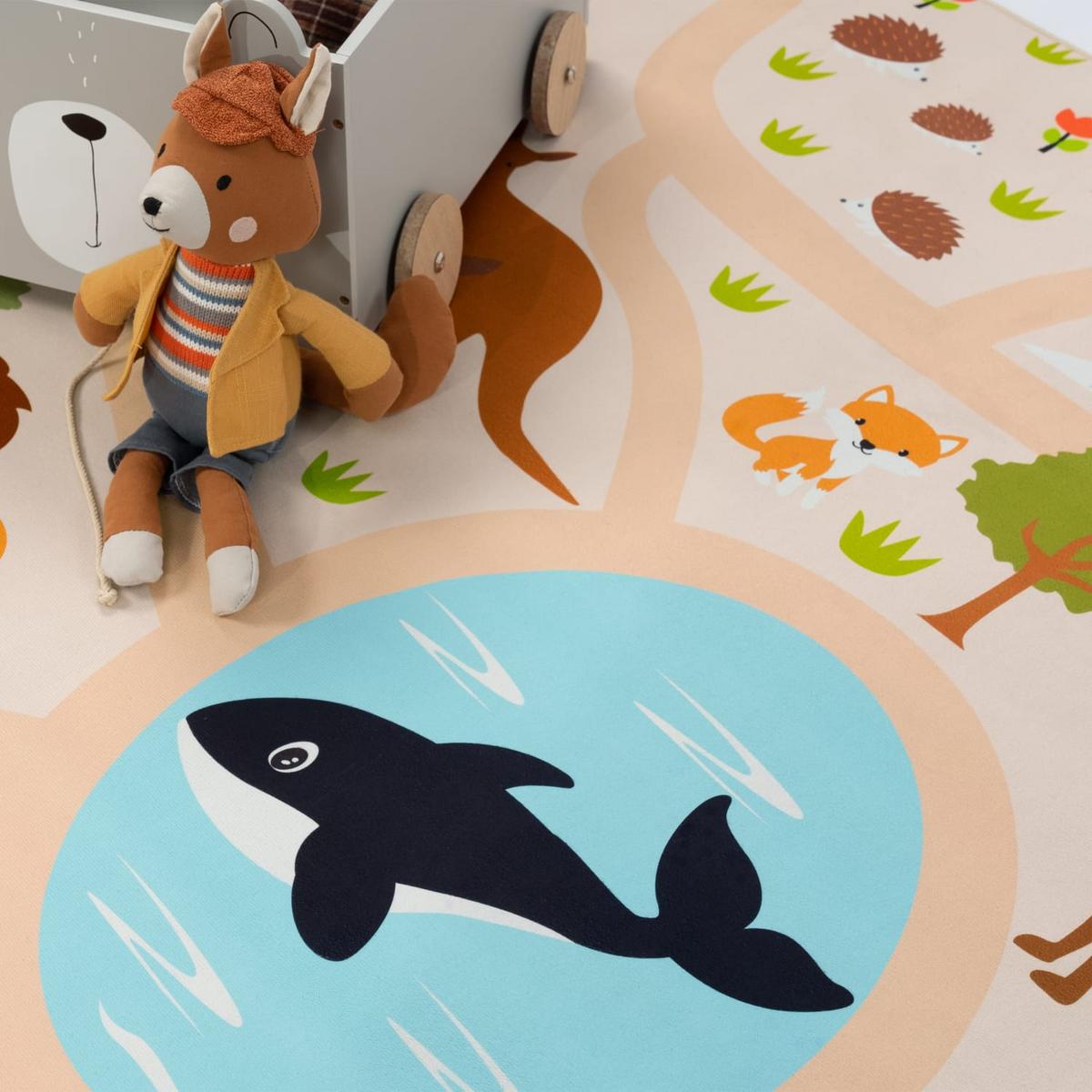 KINDERTEPPICH Waschbar, mit Safari‑Straßen‑Muster, Mehrfarbig, 200 x 290 cm - Multicolor, Textil (290/200cm) - KADIMA DESIGN