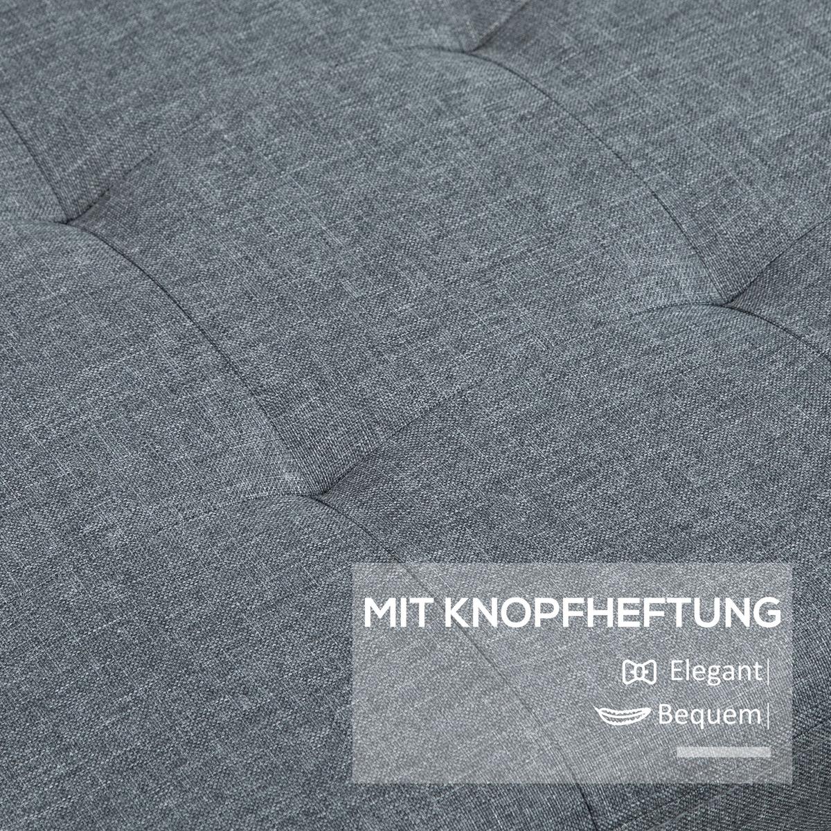 TRUHENBANK mit Deckel, Leinenoptik, Grau - Grau, Kunststoff (49/41.5/125cm) - HOMCOM