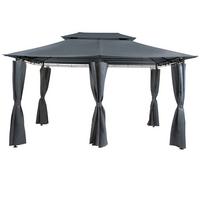 PAVILLON Stahl graphitgrau 300/400 cm Colos - Schwarz/Grau, Metall (400/300/300cm) - Beliani