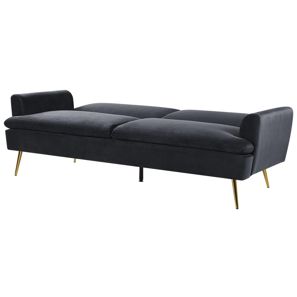 3-SITZER-SCHLAFSOFA Samtstoff Schwarz Vettre - Schwarz, Textil (210/88/84cm) - Beliani