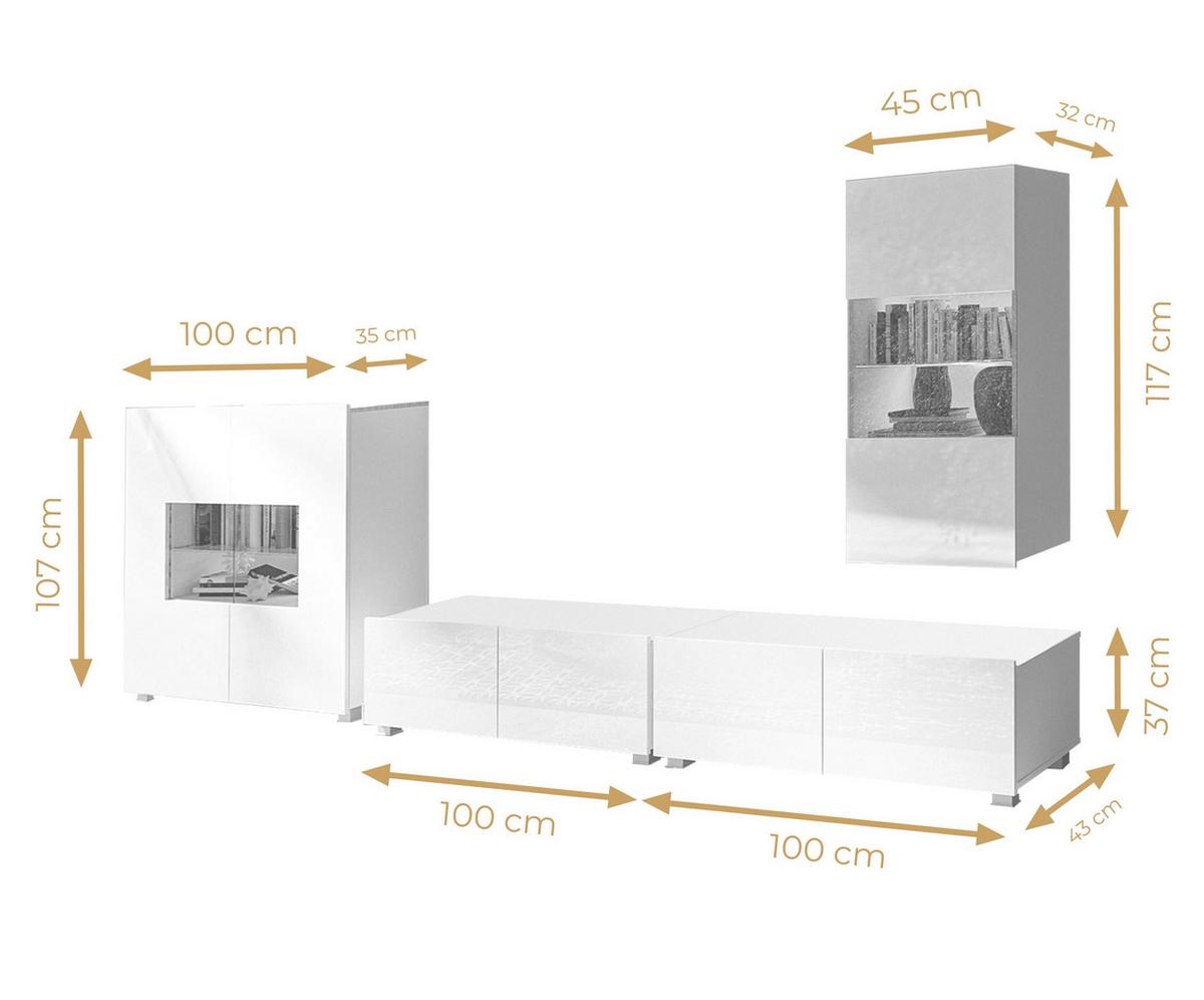 WOHNWAND Kossana 17 Modern Goldene Eiche 300/155/43 cm Stauraumwunder - Hellbraun, Holzwerkstoff/Kunststoff (300/155/43cm) - AX Living