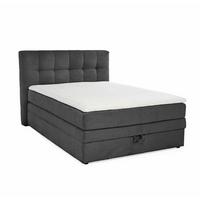 BOXSPRINGBETT 140x200 cm, 7-Zonen-Tonnentaschen-Federkernmatratze H3, Topper, Bonell-Federkern, großer Bettkasten, Cord Dunkelgrau / 20035 - Dunkelgrau/Schwarz, Kunststoff/Textil (140/200cm) - luma-home