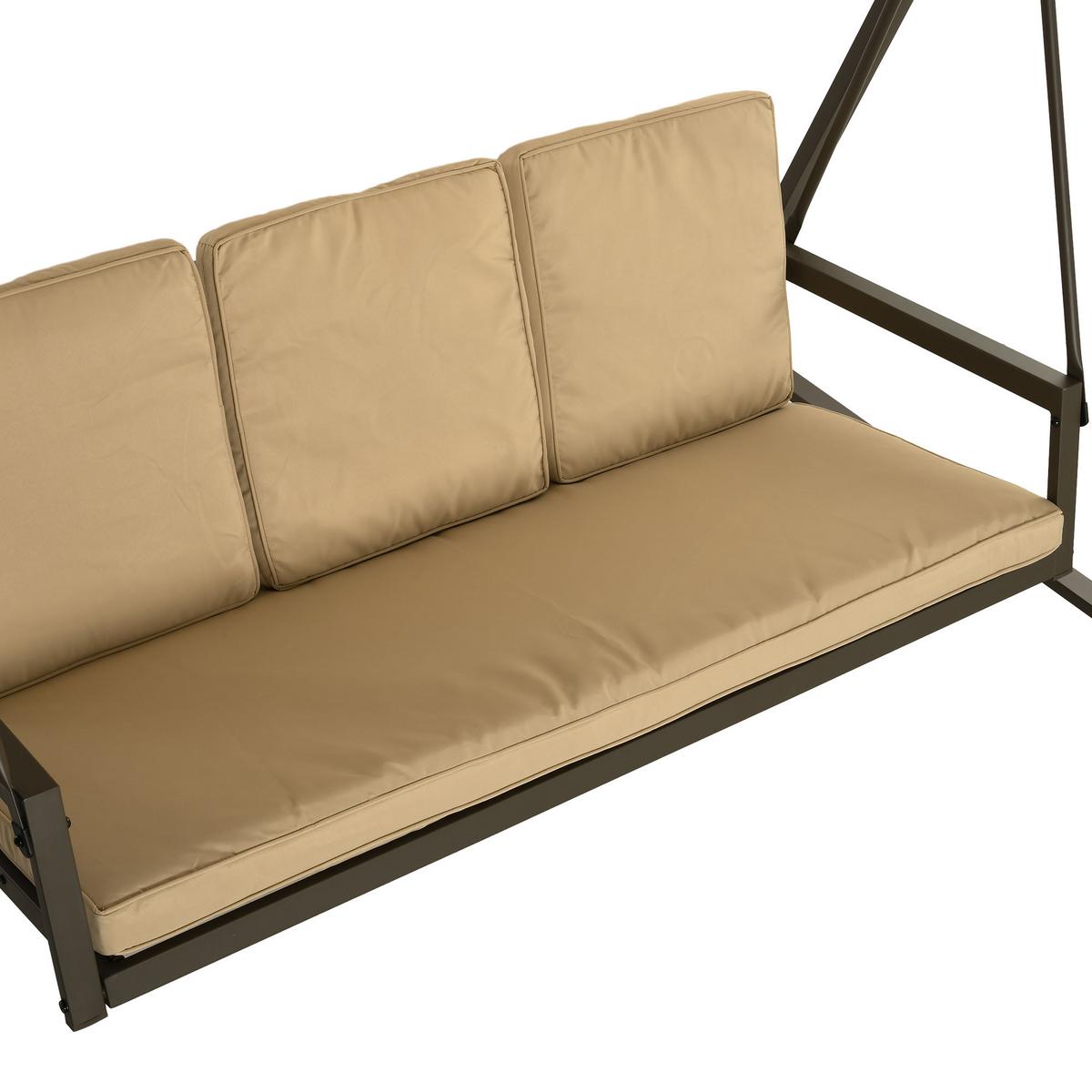 HOLLYWOODSCHAUKEL, 3-Sitzer, Beige, 200 x 125 x 175 cm - Beige, Kunststoff (125/175/200cm) - Outsunny