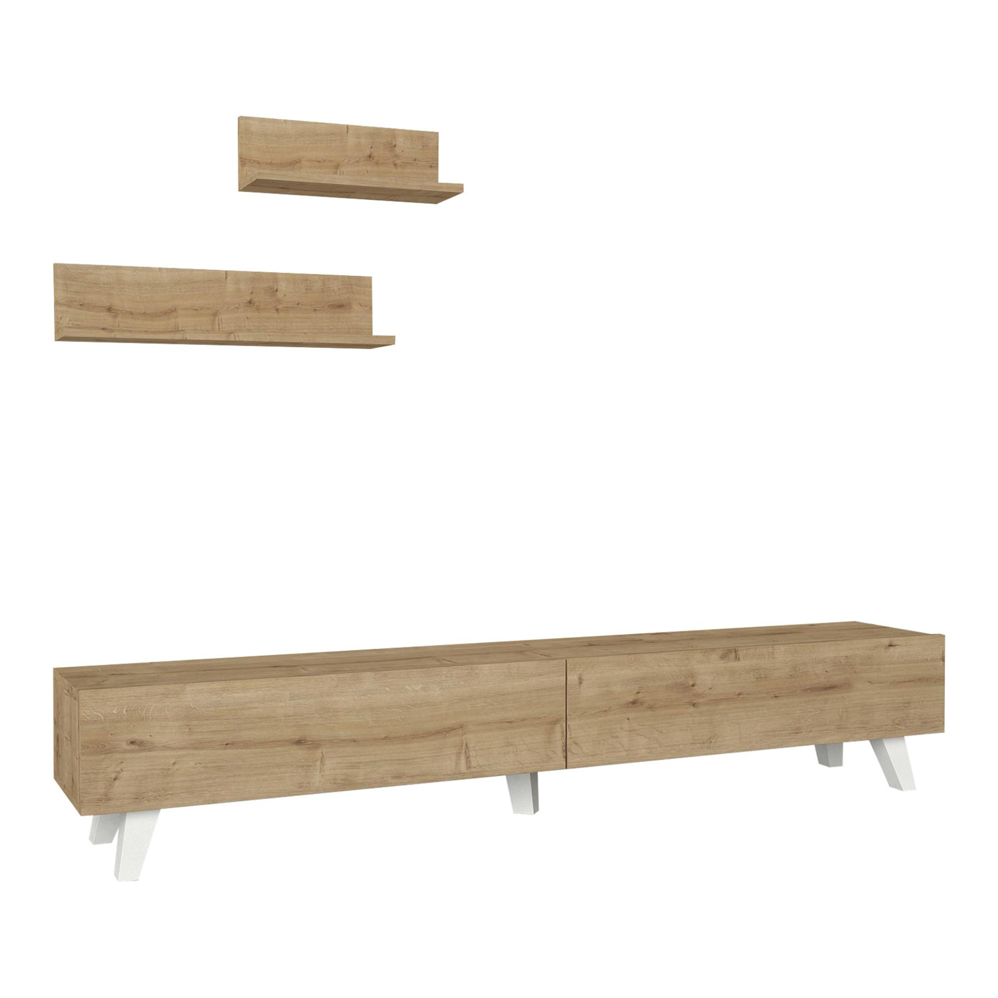 LOWBOARD Saarijärvi mit 2 Wandregalen - Eichefarben, Holzwerkstoff (180/33/31cm) - [en.casa]
